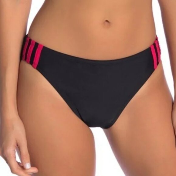 Women's adidas Midrise Hipster Bikini Bottoms Color: Black/Red, Size: XL - Picture 4 of 5